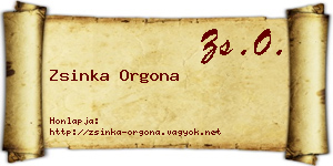 Zsinka Orgona névjegykártya